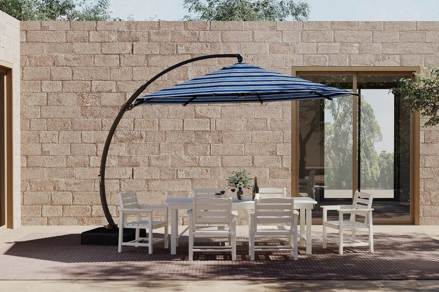 Acrylic Fabric Cantilever Umbrella with Base