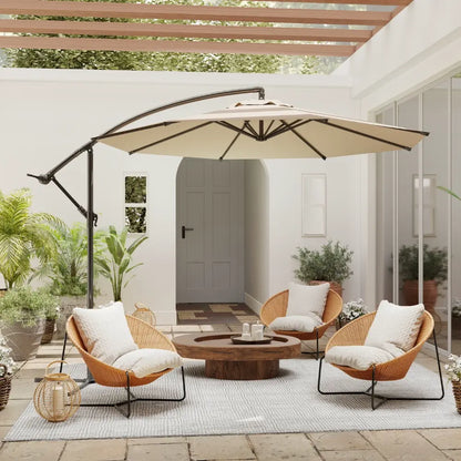 10' Outdoor Patio Cantilever Offset Umbrella - Beige 10' Outdoor Patio Cantilever Offset Umbrella - Beige