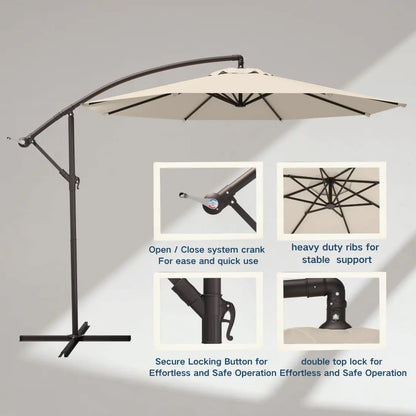 10ft Offset Hanging Patio Umbrella with Easy Tilt – Dark Green – Great Gift for Backyard, Poolside Deck – Hanging Shade for Dining, Lounging (No Base)