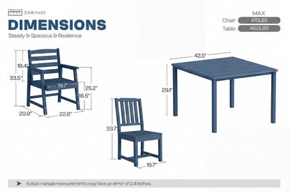 HDPE Square Outdoor Dining Set