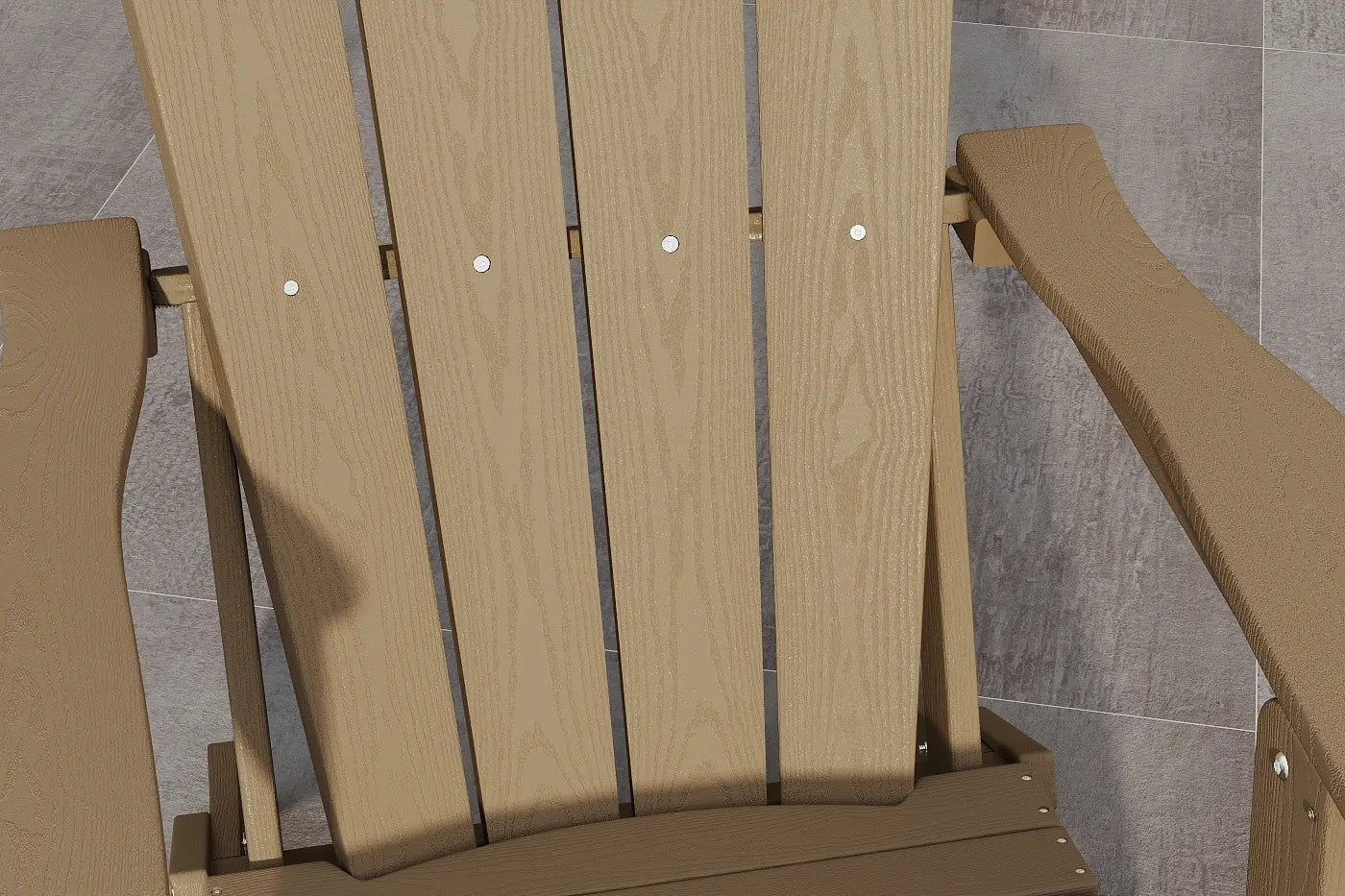 Brown wooden chair with a gray tiled floor background