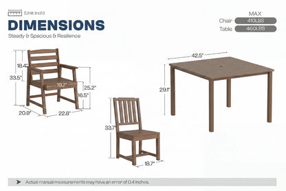 HDPE Square Outdoor Dining Set