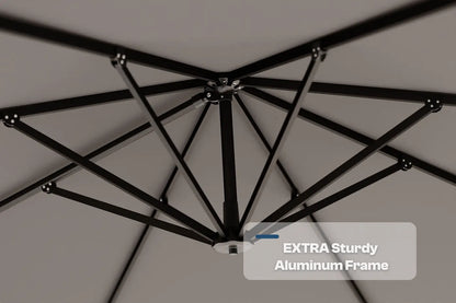Close-up of an extra sturdy aluminum frame with a gray background