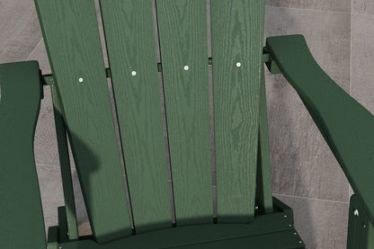 Green wooden chair with a gray tiled floor background