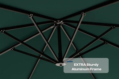 Close-up of an extra sturdy aluminum frame with a green background