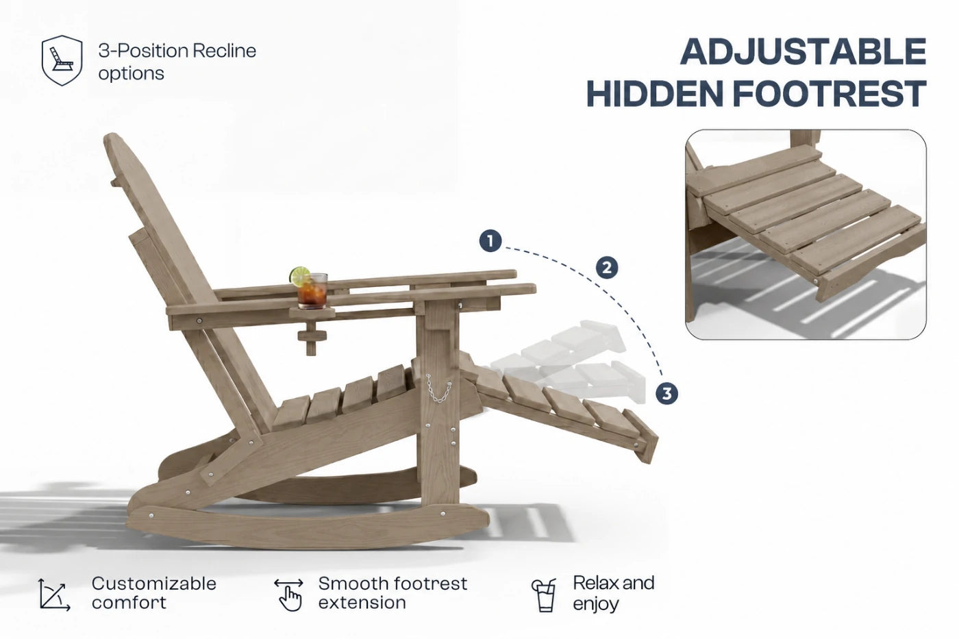 Multifunctional Adirondack Rocking Chair