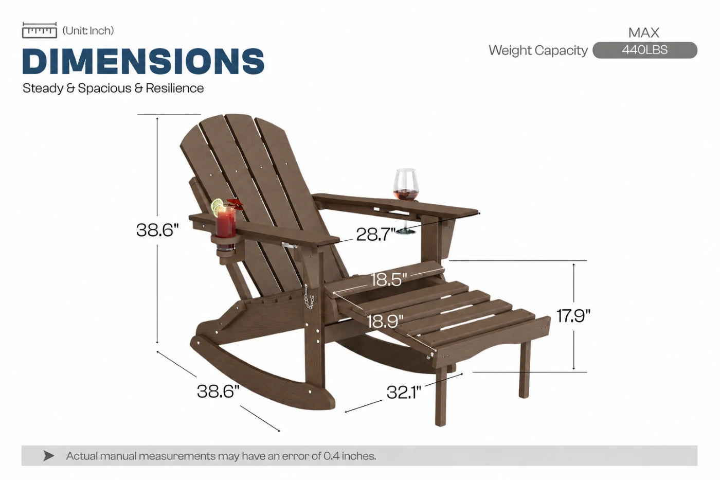 Multifunctional Adirondack Rocking Chair