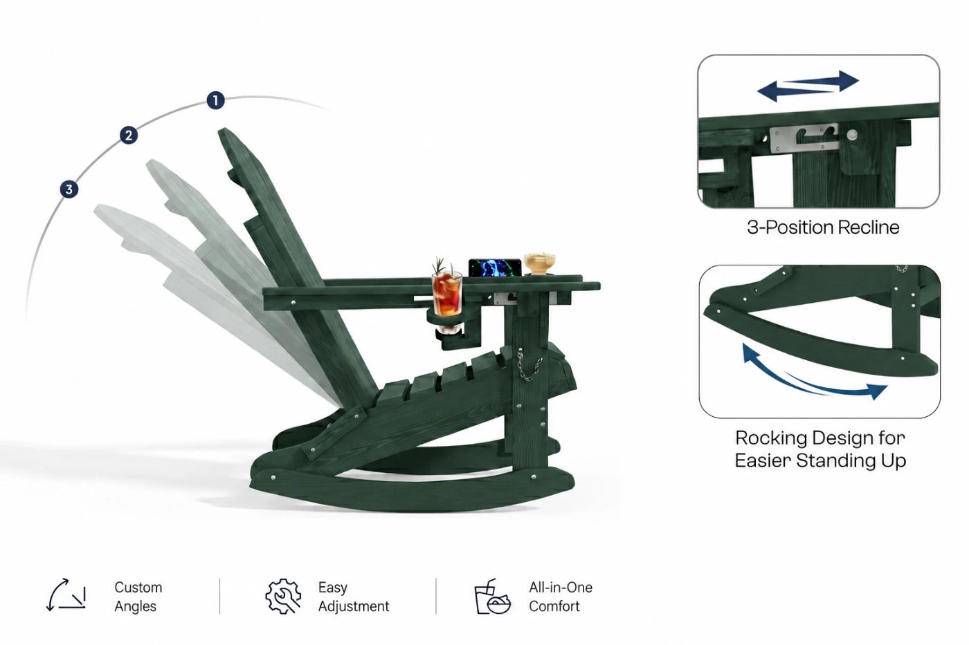 Multifunctional Adirondack Rocking Chair
