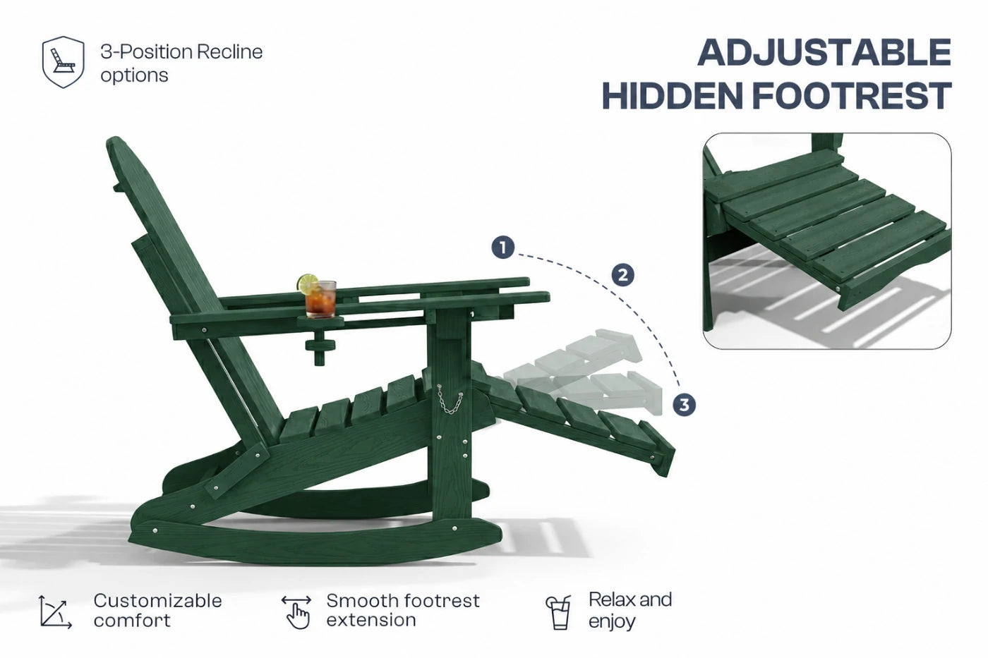 Multifunctional Adirondack Rocking Chair