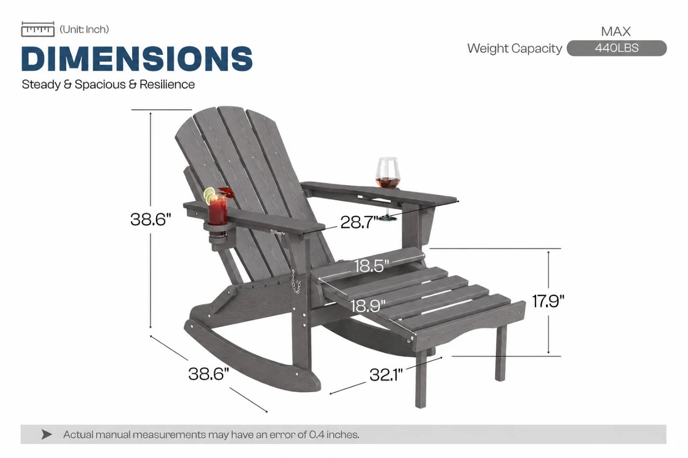 Multifunctional Adirondack Rocking Chair