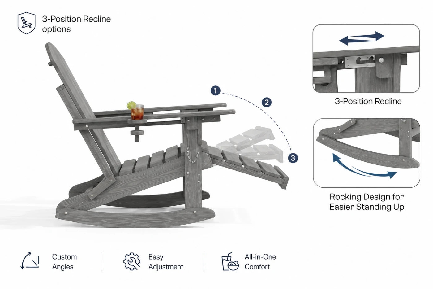 Multifunctional Adirondack Rocking Chair
