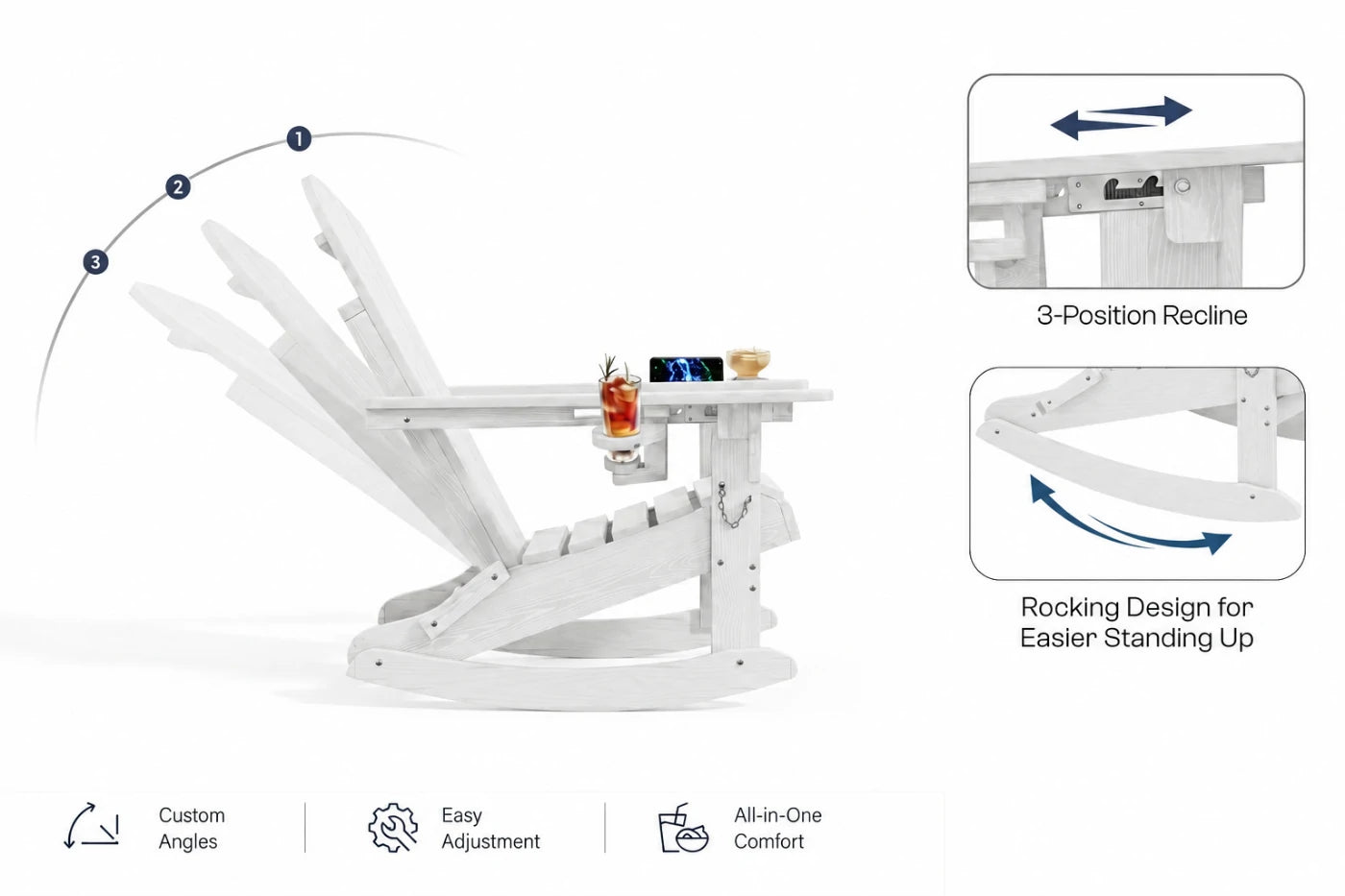 Multifunctional Adirondack Rocking Chair