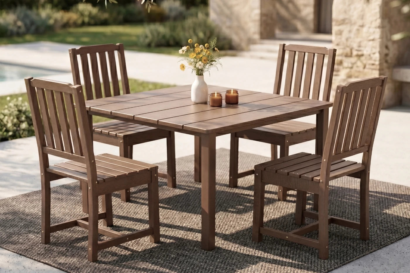 HDPE Square Outdoor Dining Set