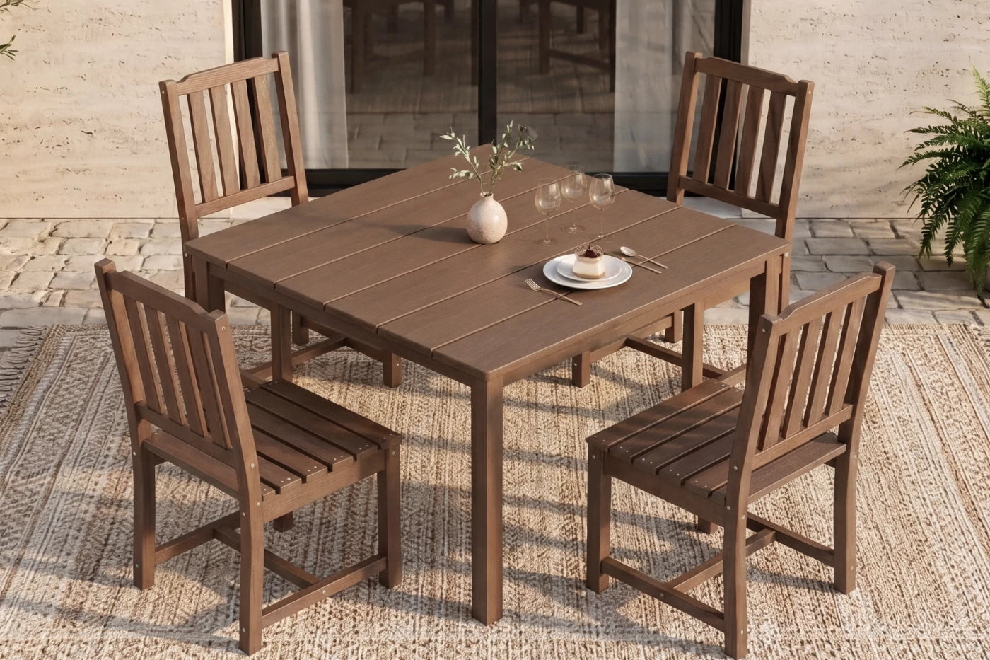 HDPE Square Outdoor Dining Set