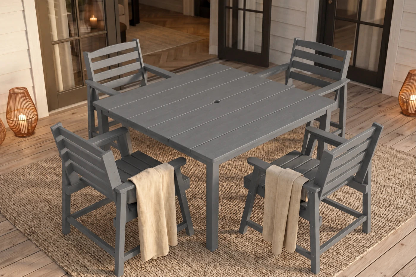 HDPE Square Outdoor Dining Set
