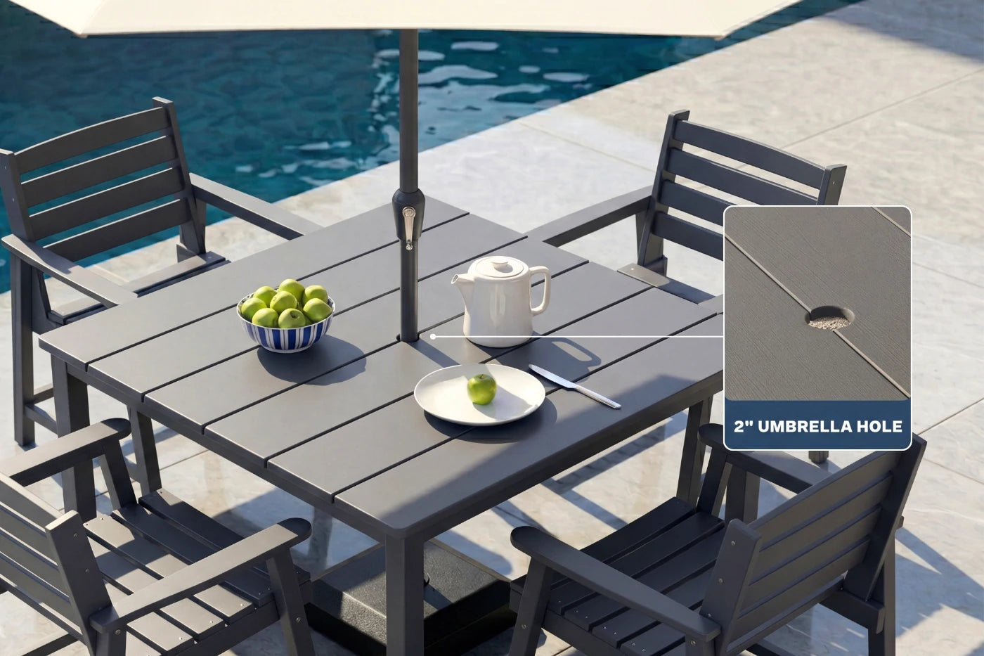HDPE Square Outdoor Dining Set