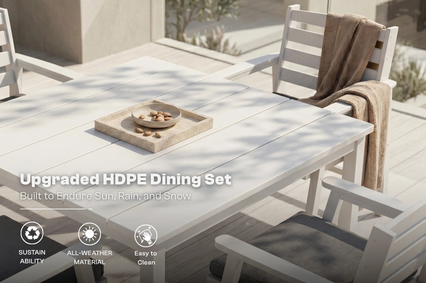 HDPE Square Outdoor Dining Set
