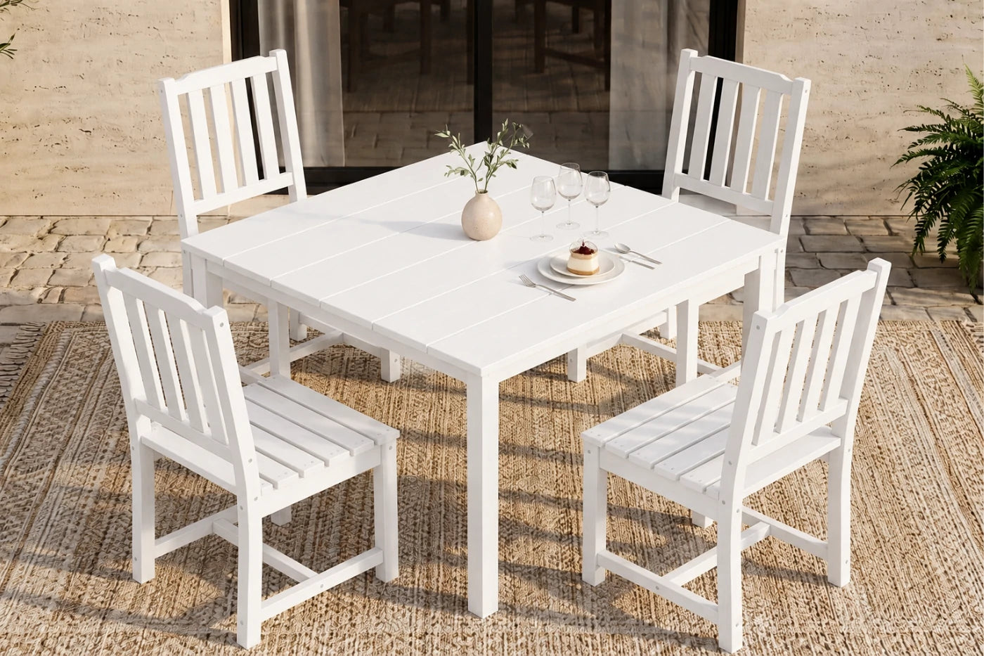 HDPE Square Outdoor Dining Set