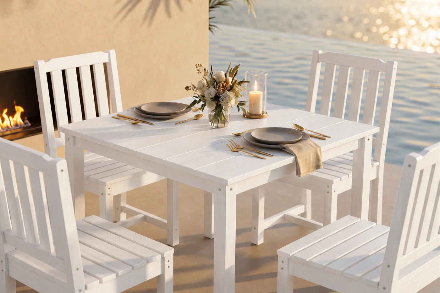 Perli™ HDPE Square Outdoor Dining Set