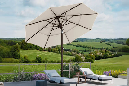 3 patio umbrella pole Solar 3 Tiers Patio Umbrella Outdoor with LED 9FT / Red