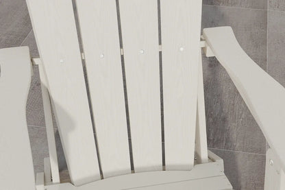 White wooden chair with a gray tiled floor background