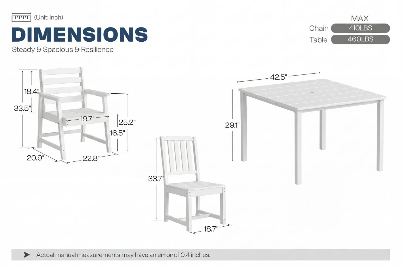 HDPE Square Outdoor Dining Set
