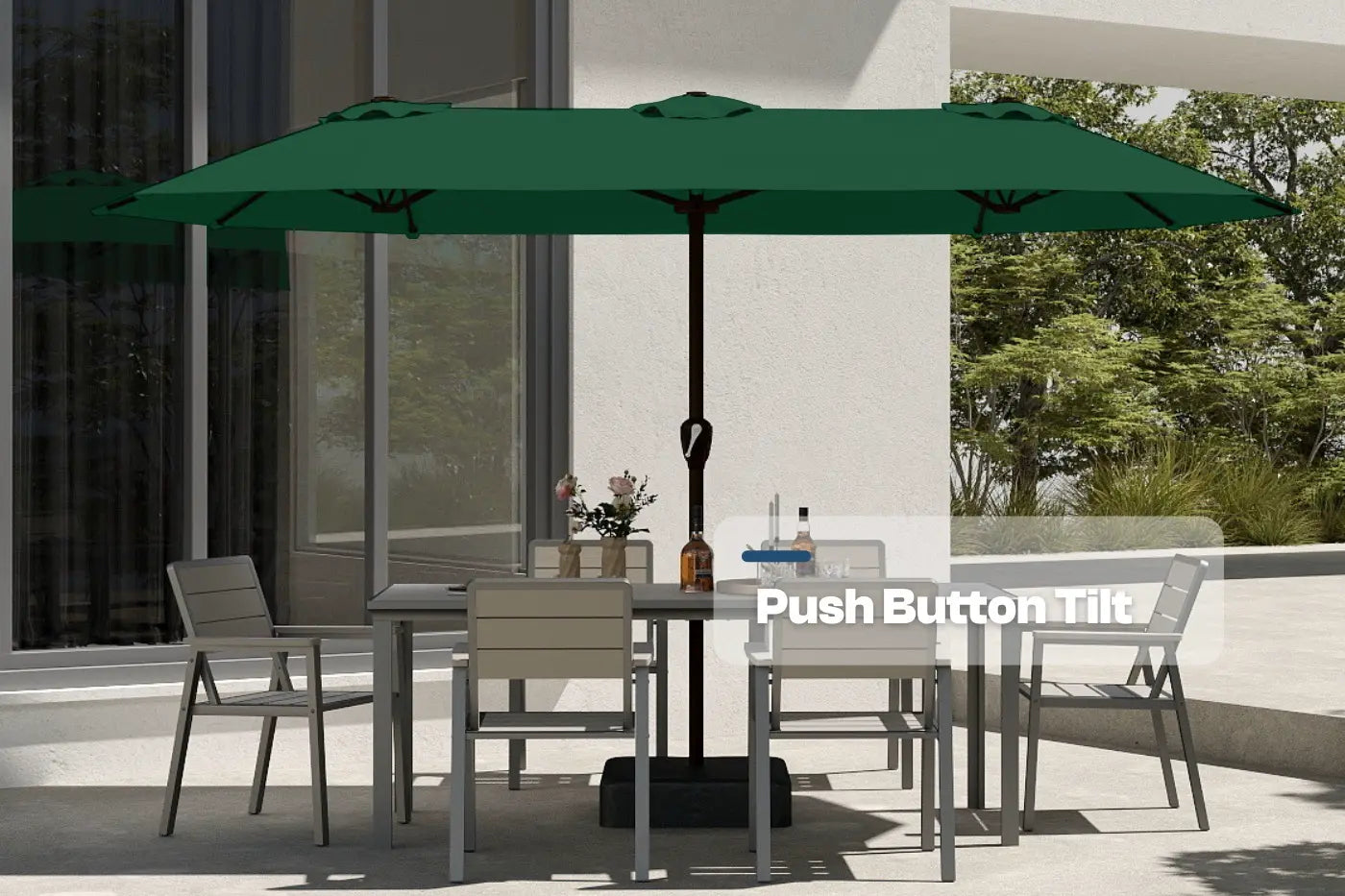 Fiberglass Double-Sided Patio Umbrella with base