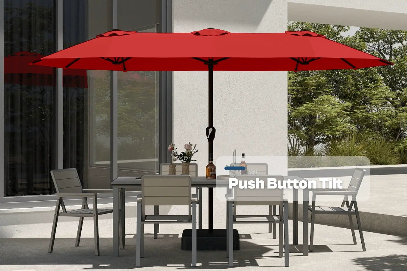 Fiberglass Double-Sided Patio Umbrella with base