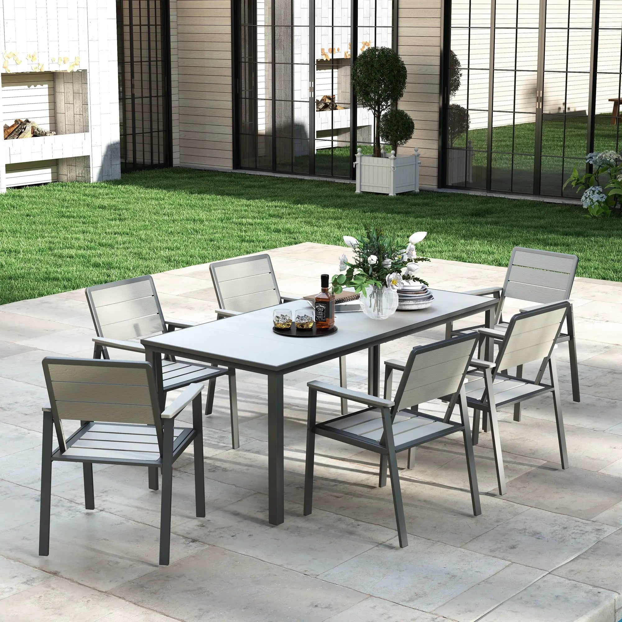 7 Piece Metal Frame Dining Set