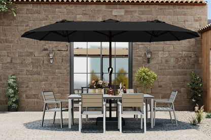 Fiberglass Double-Sided Patio Umbrella with base
