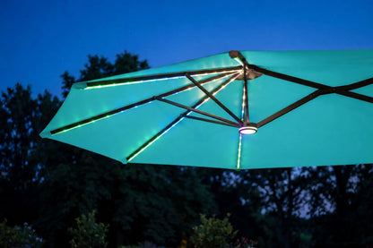 Double-Sided Patio Umbrella with Base & RGB LED Lights