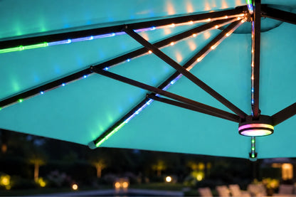 Double-Sided Patio Umbrella with Base & RGB LED Lights