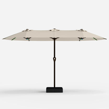 Double-Sided Patio Umbrella with Base & RGB LED Lights