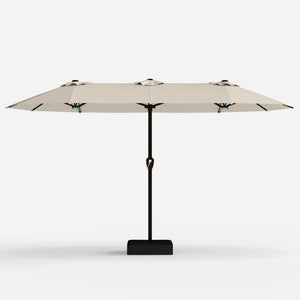 Double-Sided Patio Umbrella with Base & RGB LED Lights