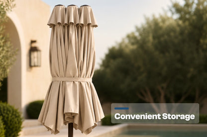 Double-Sided Patio Umbrella with Base & RGB LED Lights