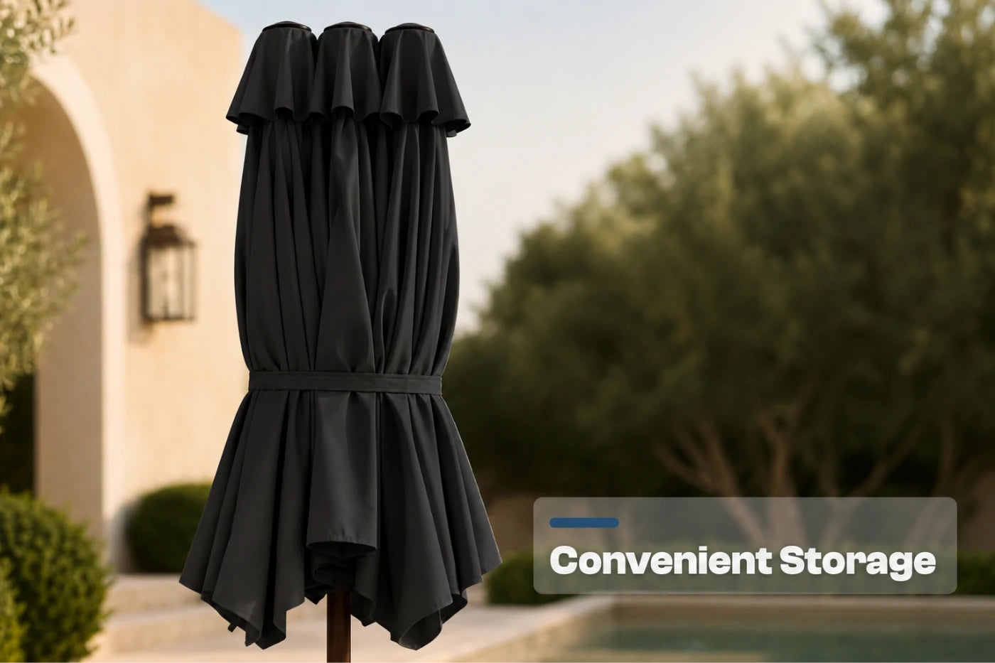 Double-Sided Patio Umbrella with Base & RGB LED Lights