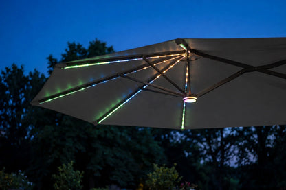 Double-Sided Patio Umbrella with Base & RGB LED Lights