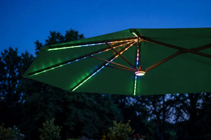 Double-Sided Patio Umbrella with Base & RGB LED Lights