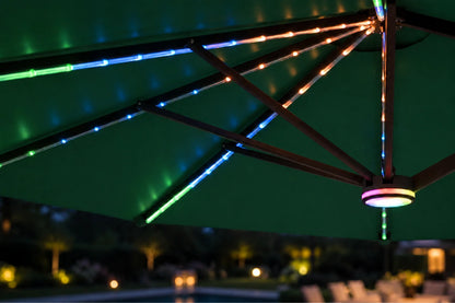 Double-Sided Patio Umbrella with Base & RGB LED Lights