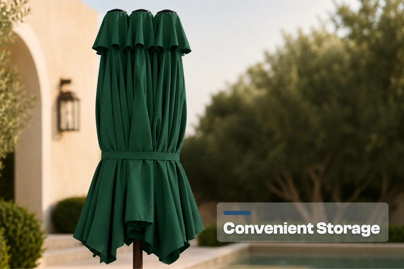 Double-Sided Patio Umbrella with Base & RGB LED Lights