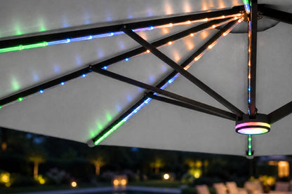 Double-Sided Patio Umbrella with Base & RGB LED Lights