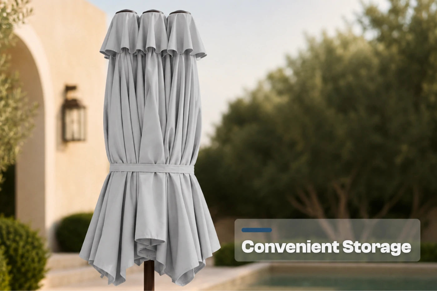 Double-Sided Patio Umbrella with Base & RGB LED Lights