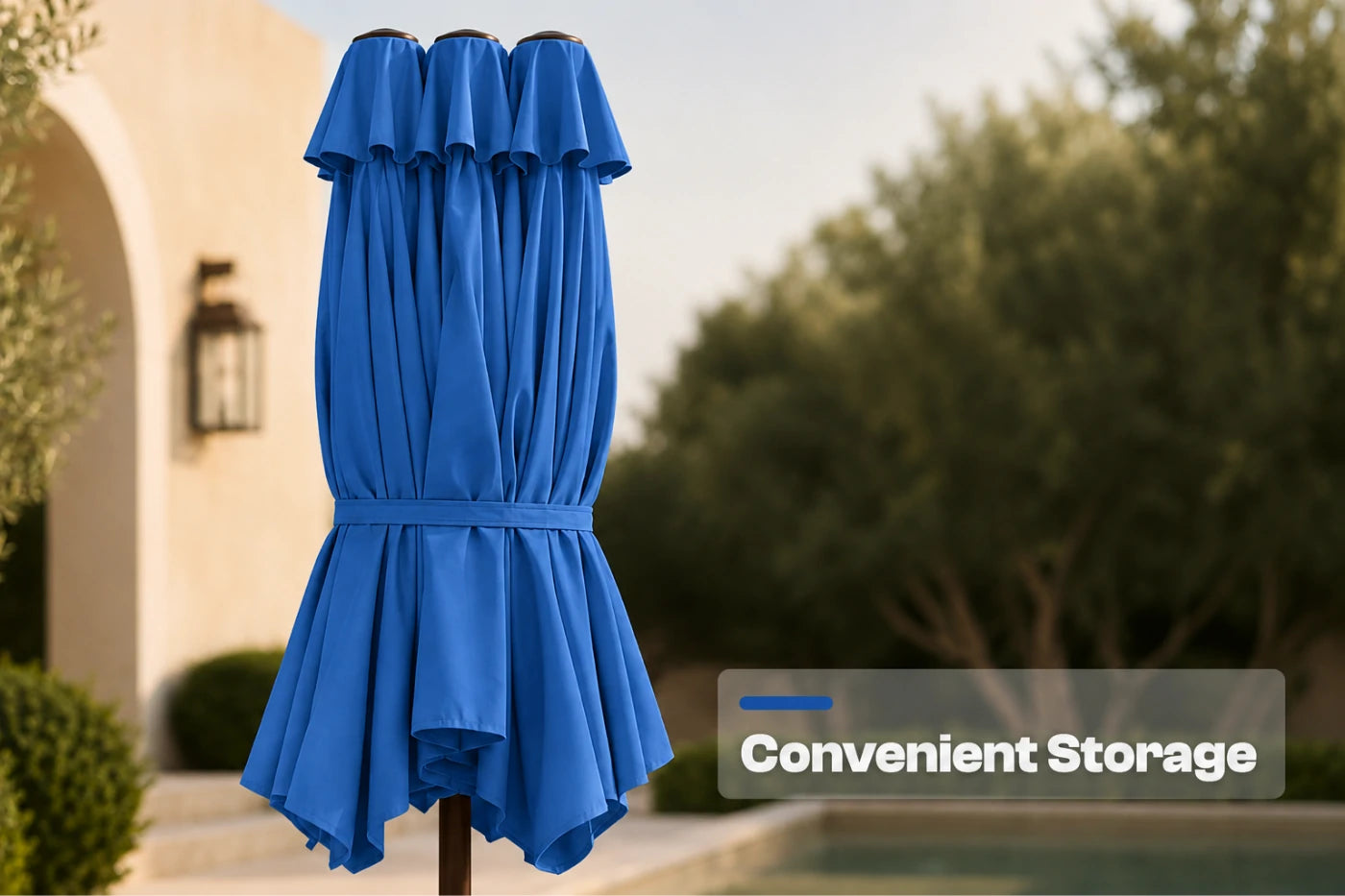 Double-Sided Patio Umbrella with Base & RGB LED Lights