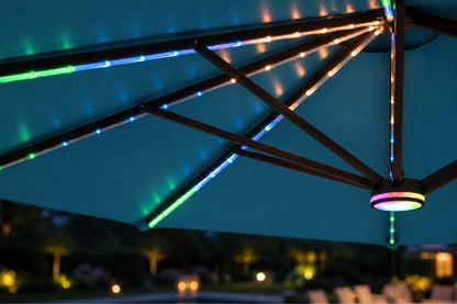 Double-Sided Patio Umbrella with Base & RGB LED Lights