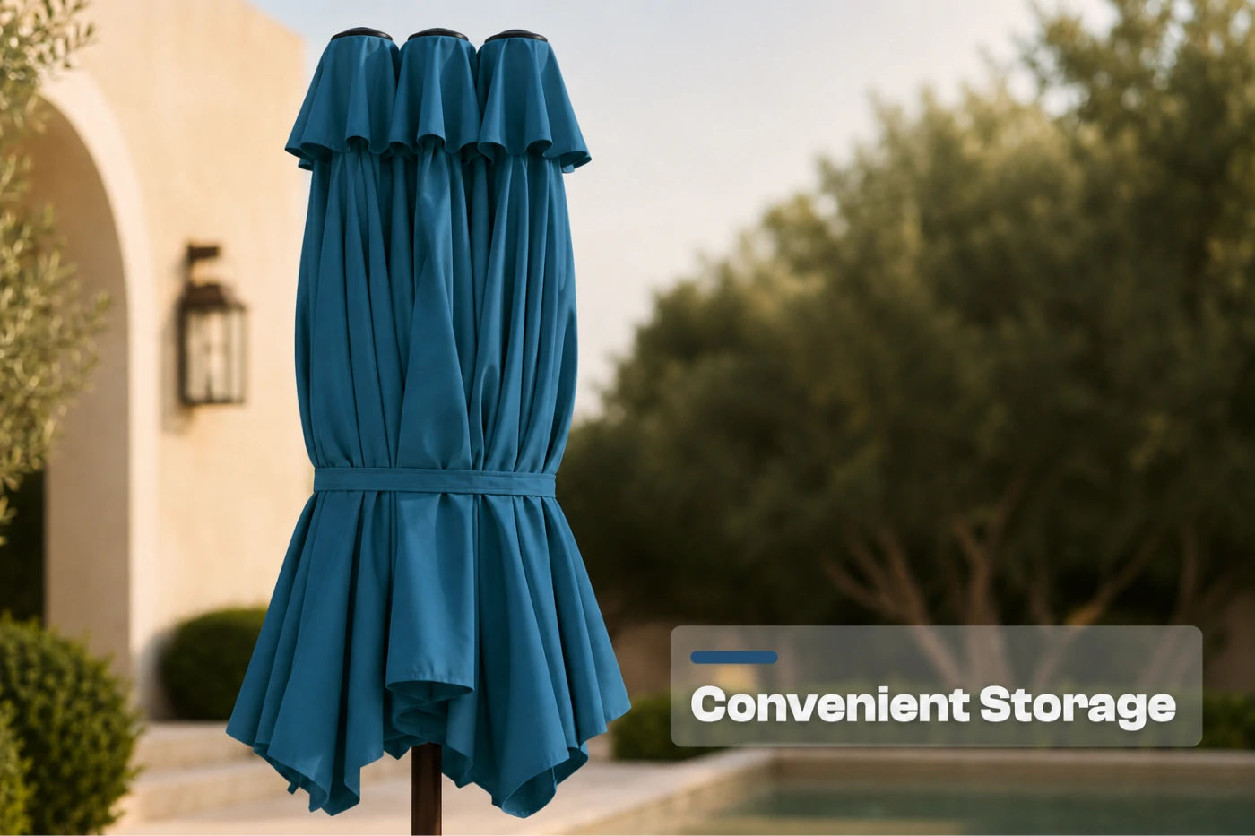 Double-Sided Patio Umbrella with Base & RGB LED Lights