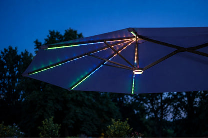 Double-Sided Patio Umbrella with Base & RGB LED Lights