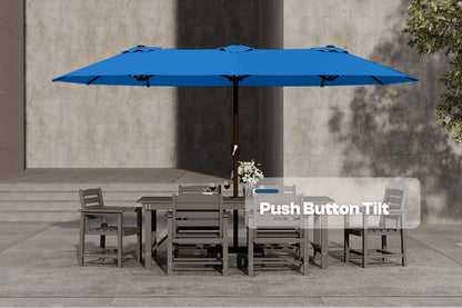 Fiberglass Double-Sided Patio Umbrella with base