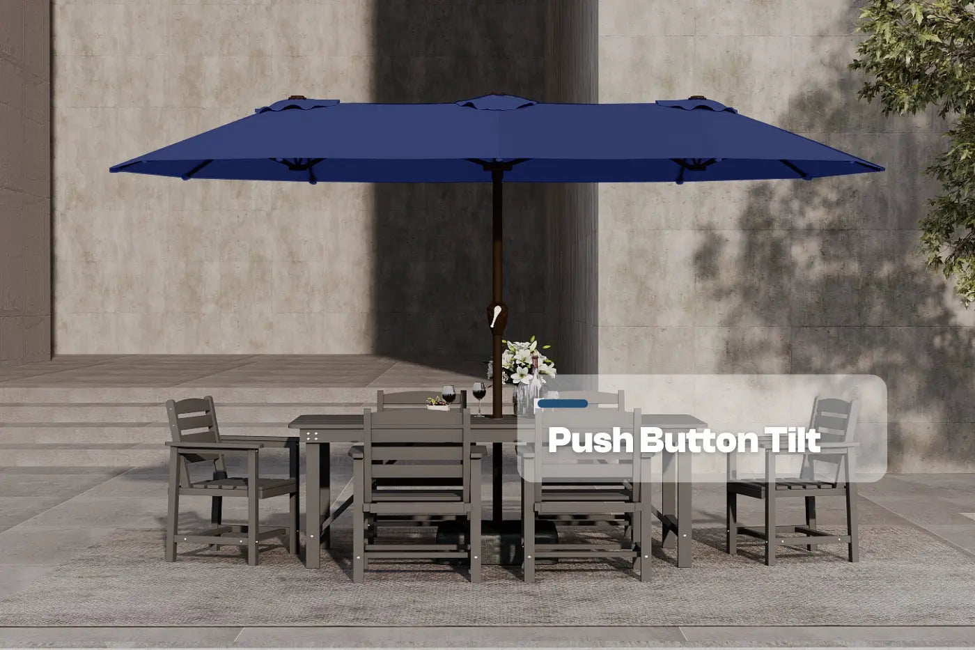 Fiberglass Double-Sided Patio Umbrella with base