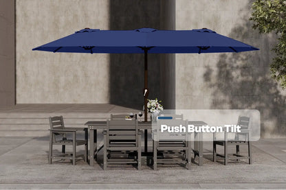 Fiberglass Double-Sided Patio Umbrella with base