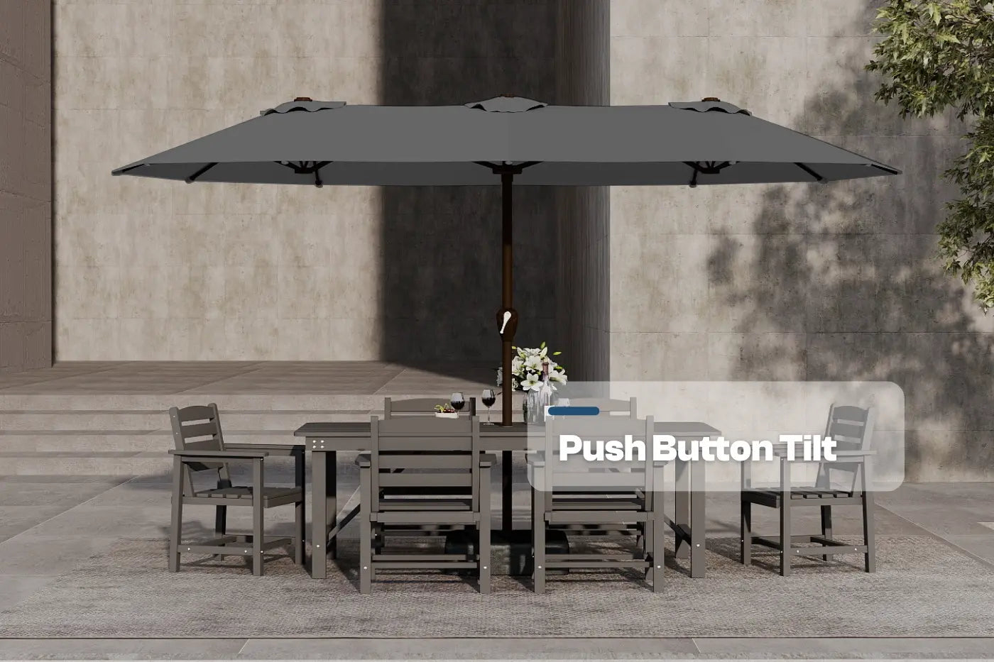 Fiberglass Double-Sided Patio Umbrella with base